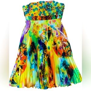 Womens multicolored strapless tie-dyed formal Sean Couture Dress